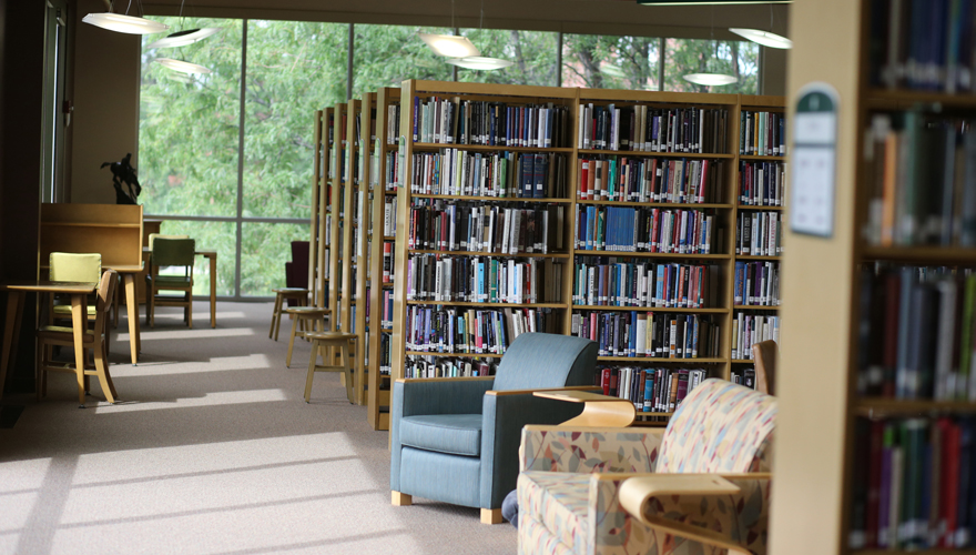 Seating area on the top floor on Hinckley Library