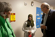 Simpsons visit with student from Morocco