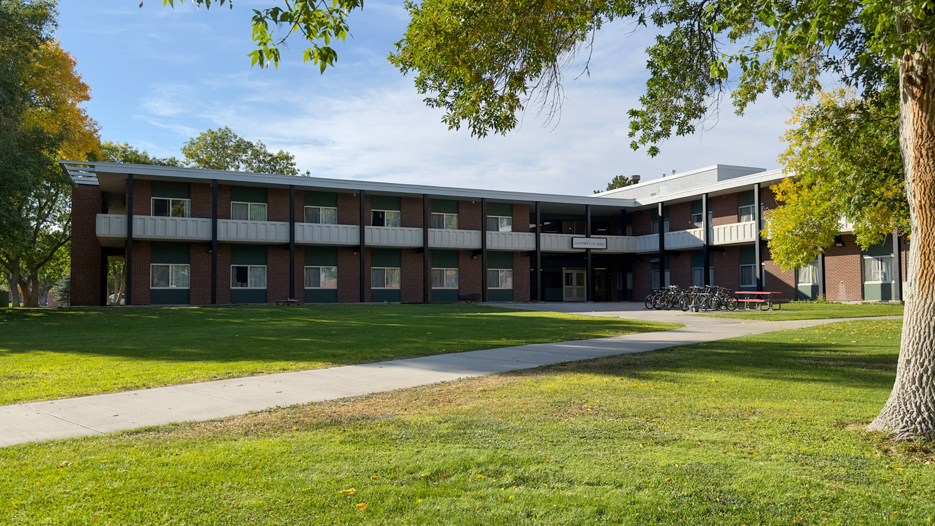 Front of Lewis and Clark Hall from southeast corner