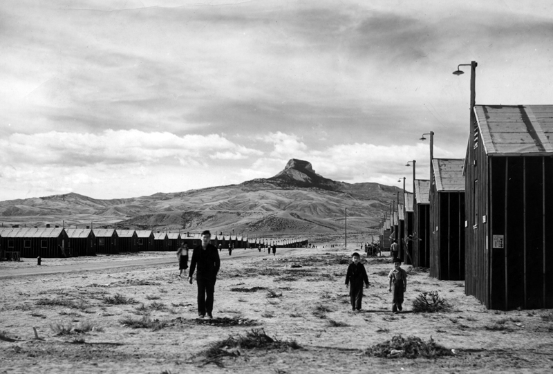 Avenue G looking Northwest WWII, Heart Mountain Relocation Center, 1942 - 1945 (Ethel Ryan Collection #82.01.43.P)