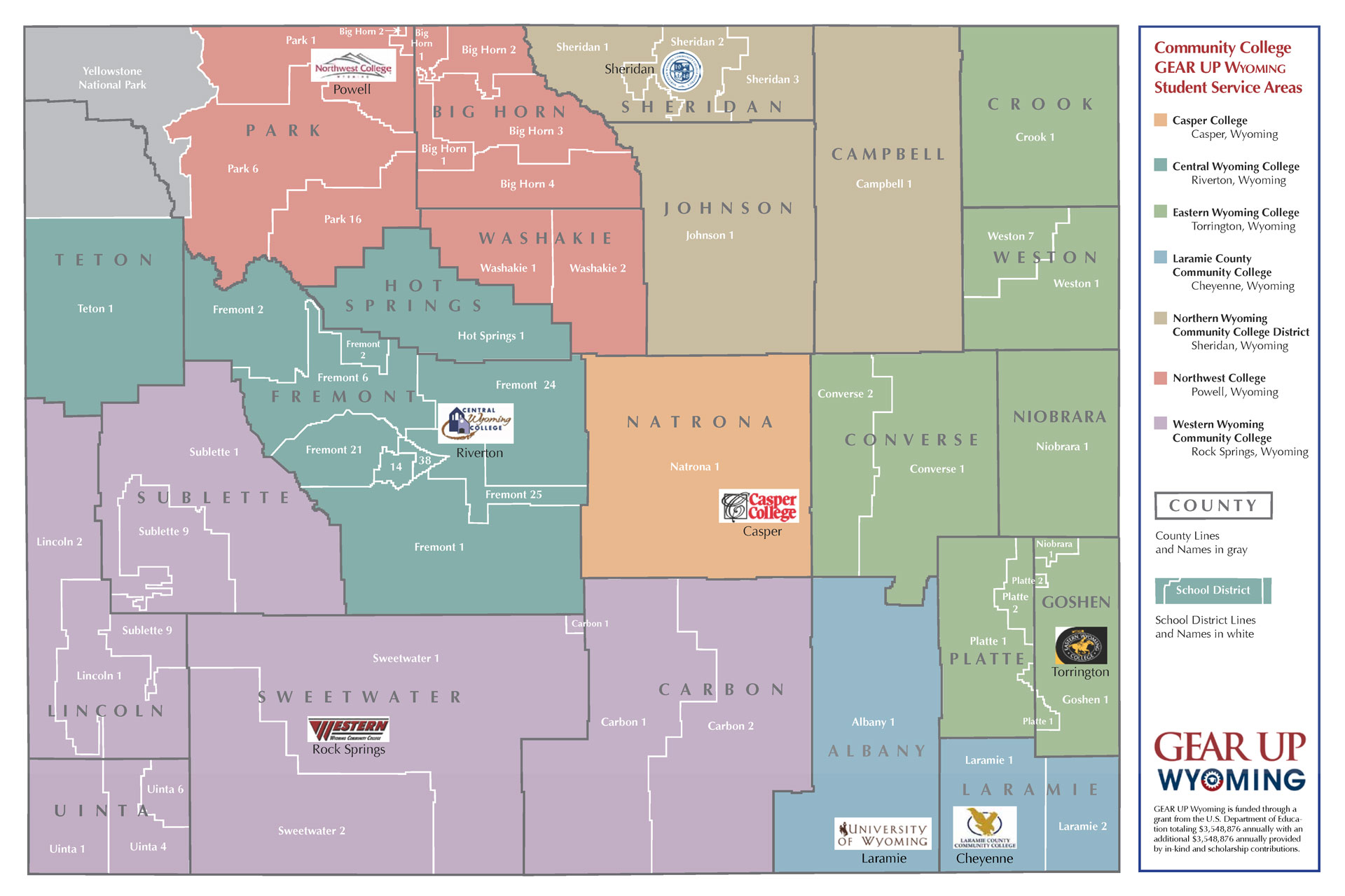 GEAR UP Wyoming Service Area Map